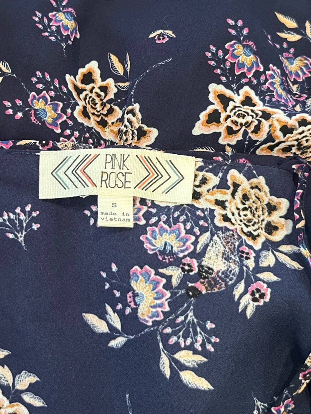 PINK ROSE Navy Floral Ruffle Halter Tank - Picture 6 of 6